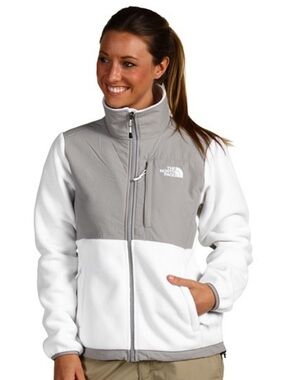 The North Face Women's Gray  and Light Gray Full-Zip Fleece Denali Jacket